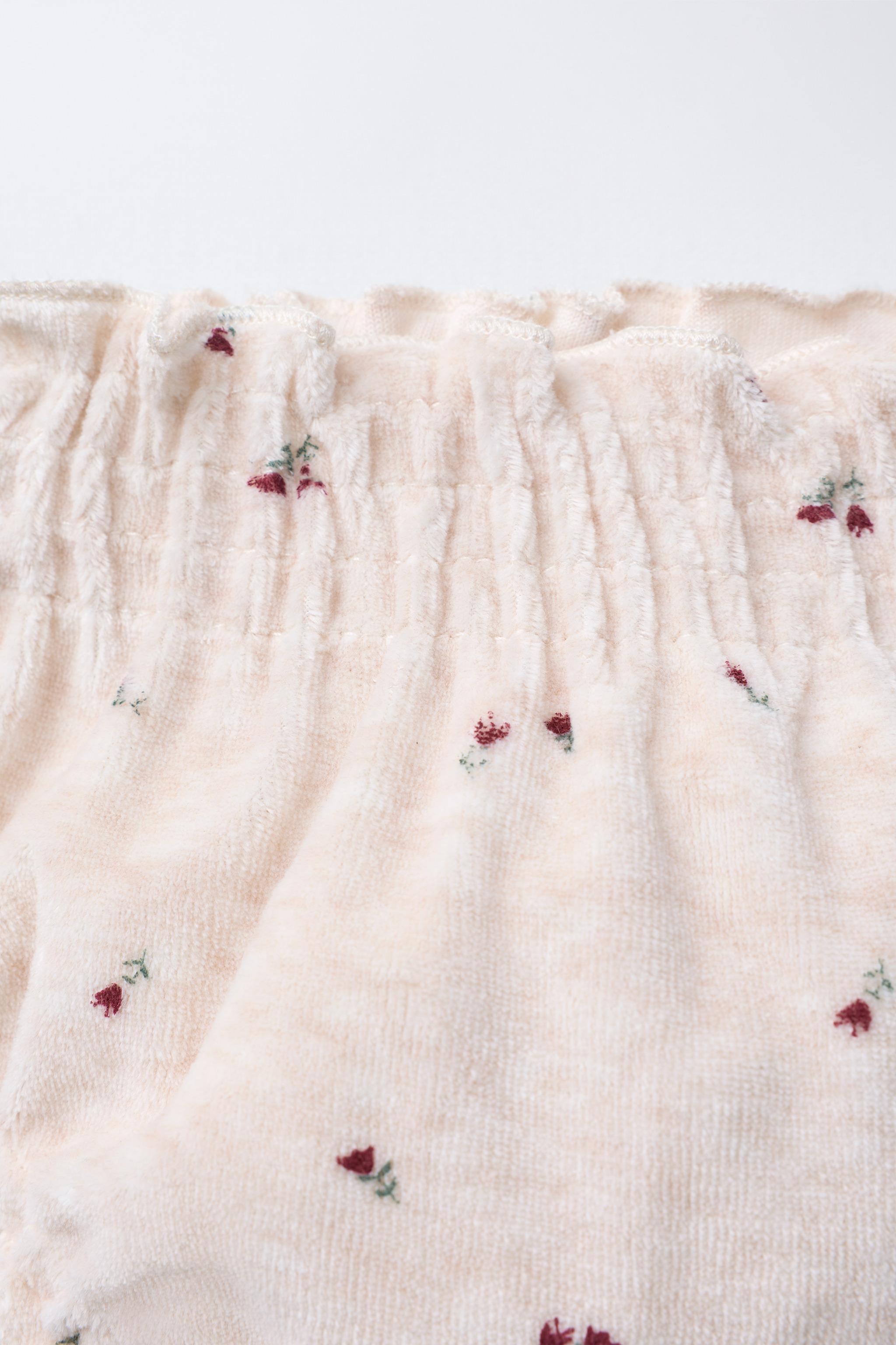 CULOTTE EN VELOURS À FLEURS